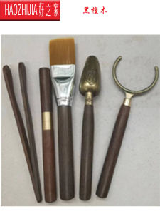 Black Ebony Wood Tea Set Stainless Steel Tray High Temperature Resistant 6 Gentlemen Tea Spoon Tea Shovel Water Absorption Ball Accessories