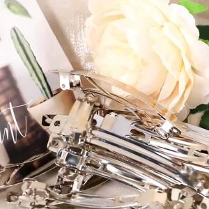 10Pcs French Barrette Spring Hair Base Blank Bow Hairpin Automatic Hairclip Jewelry Making DIY Supplies