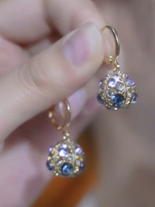 Colorful Sparkling Diamond Ball Earrings Womens Fashion Luxury Unique Elegant Beautiful Exquisite Handmade Alloy Ear Jewelry
