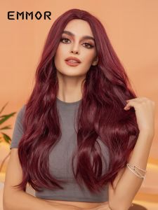 Brown Highlight Dyed Long Straight Wig Breathable Natural Looking Non Mainstream Personality Type Convenient to Wear for Ladies