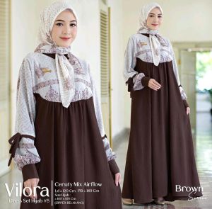GAMIS/DRESS KONDANGAN CANTIK SET JILBAB SEGIEMPAT MOTIF VILORA BY TULUS | AZZAIRA DUA UKURAN BY SHOFIYA