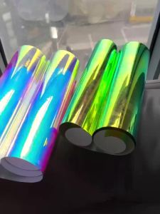 Premium Holographic Chrome White Gloss Colorful Rainbow Blue Vinyl Wrap Film Self Adhesive Auto Decal Sticker Car Wrapping Foi