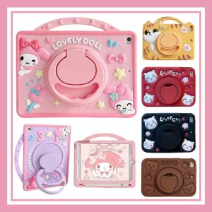 มือจับ10th ไอแพด9th 8th 7th รุ่น6th สายเคสที่มีช่องเสียบปากกาสำหรับเด็กลายการ์ตูนน่ารักไอแพดแอร์5th 4th 3rd 2nd 1st ฝาครอบรุ่น IPad Mini 6 Air 5 4 3 2 1เคส Ipad 10.2 10.9 Pro 9.7 10.5 11นิ้วปลอกซิลิโคนกันกระแทกเคส2022 2021 2020 2018