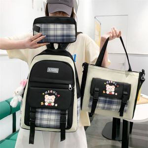 OUDENGPAI | Large Capacity School Bag For Girls Primary Three To Six Grade High Aesthetic Value Nylon Material Double Shoulder Strap Zipper Closure