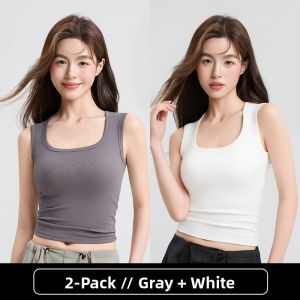 MiiOW | Cat Woman Strap Vest Women Inner Wear With Chest Pad Integrated Square Collar Summer Outdoor Wide Shoulder Covers Side Breast No Sleeve