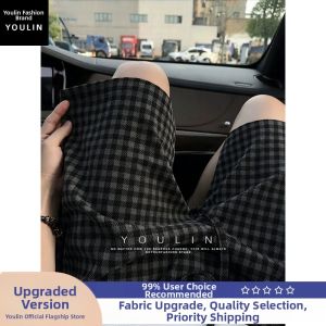 YOULIN | American Retro Check Shorts for Men Summer 4/9 Length