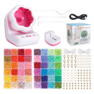 Clay Bead Spinner Fast Electric Bead Spinner Kit - 48 Colors Flat Clay Beads-Jewelry Making DIY Waist BeadsBraceletsNecklace