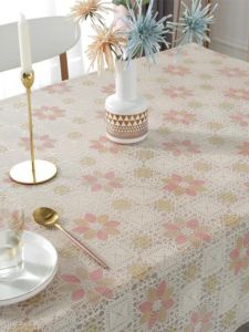 Rustic Lace PVC Tablecloth Oil Proof Waterproof Scald Proof Tea Table Cloth Anti Slip Dining Table Mat Eight Treasure Square Cloth Art