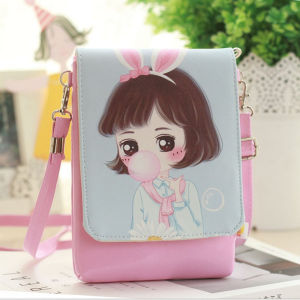 Túi Đeo Chéo Mini Hoạt Hình Có Nắp Cho Bé Gái Túi Điện Thoại Di Động Hình Công Chúa Phong Cách Hàn Quốc Túi Đeo Vai Mềm PU