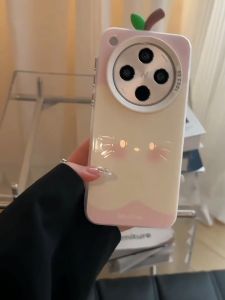OPPO Find X8 Case OPPO Find X8 Pro Casing Cute Apples branch Kitty Cats Matte Shockproof Case Soft Silicone Edge Phone Case for Girls Students