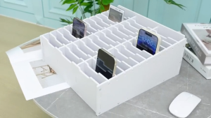 SANFURNEY Multifunctional Cell Phone Storage Box 24/36 Slots Desktop Multi-phone Management Mobile Phone Storage Rack for Student Classroom Office