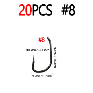 Bộ 20 Móc Câu Cá Chép Bằng Thép Carbon Cao Cấp Bimoo # 2 # 4 # 6 # 8 # 10 Dụng Cụ Câu Cá Có Mắt Câu Dạng Gai Màu Đen Mạ Niken Đầu Siêu Nhọn