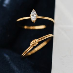 Retro Luxury Knotting Zirconia Fine Ring for Women Plated 18K Gold Index Finger Middle Finger Stacking Fresh out Fashion Jewelry