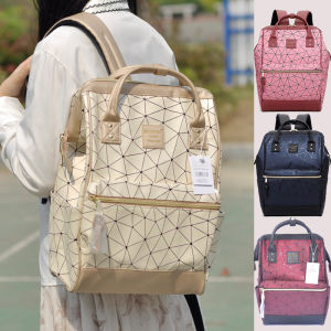 New 2025 Fashion Diamond Pattern Double Shoulder Computer Bag Backpack Bookbag Trendy Casual Waterproof PU Large Size for Youth