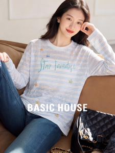 Basic House | Stripe Light Summer Sun Protection Long Sleeve Tshirt