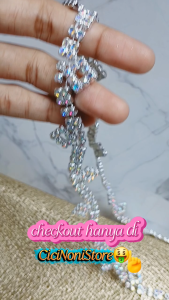 Aplikasi Premium variasi jahit diamond permata cangkang per 50 cm