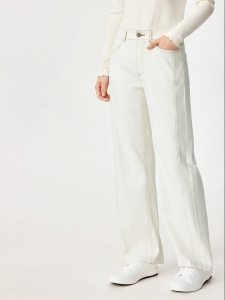 Purcotton | Natural Waist Straight Leg Trousers Cream