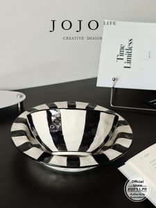 Black White Stripes Heat Resistant Ceramic Dinnerware Plate