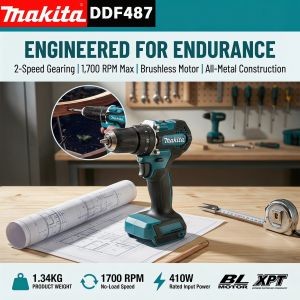 Makita | Makita DDF487 18V Brushless Cordless Drill High Torque Lithium Screwdriver For Household Wood Metal Drilling Repair Projects