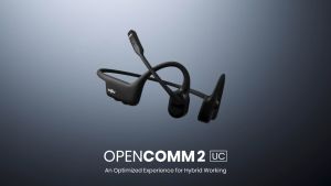 SHOKZ C120 OpenComm 2 UC Bluetooth Bone Conduction Headset|for Office and Work From Home|Rotatable Microphone|Boom Mic USB-A/USB-C adapter|Noise Cancelling Mic Compatible with PC/Mac|16H Talk Time|2-device connection