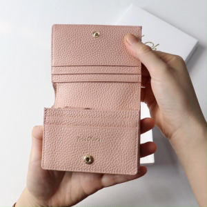 Ví Nữ Gấp Mini PINK OHARA Da Bò Thật