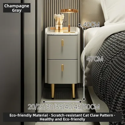 ZHUSHANXIA | Ultra Narrow Solid Wood Nightstand Luxury Cream Style Small Bedside Storage Cabinet