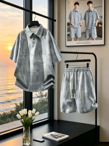 Bộ Áo Polo và Quần Shorts Voan Lạnh In Tie-Dye Mùa Hè
