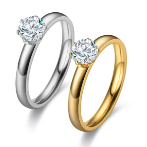 Stainless Steel Diamond Setting Couple Rings For Women Men Engagement Ring Jewelry Valentines Day Gifts