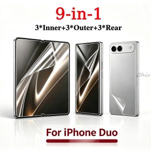 9-in-1 For iPhone Duo 18 Ultra Fold Hydrogel Film TPU Soft Screen Protectors HD Inner Outer Back Full Coverage Anti-scratch Film