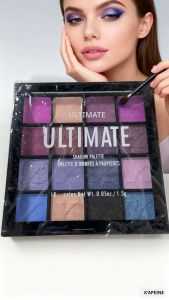 พาเลทอายแชโดว์ 16 สี สีสันสดใส สีม่วง สีเขียว แมทท์ ประกายมุก พาเลทคอนทัวร์ตา กันน้ำ กลิตเตอร์ พาเลทแต่งหน้าสำหรับการแสดงบนเวที