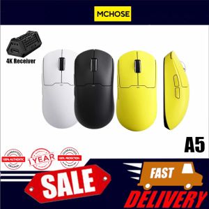 MCHOSE A5 Wireless Mouse Top-Level PAW3395 Sensor Nordic Chip 26000DPI Lightweight 3-Modes 2.4G/Bluetooth/Type-C Mice Mute Keyboard Mouse Suitable For PC Laptop Home Office