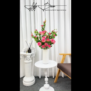 [TẶNG BÌNH] 5 Cành TẶNG 1 Bình - Cành Hồng Cổ 4 Bông 1 Nụ 1 lộc Trang Trí Nhà Cửa Hàng Sự Kiện. Hoa Lụa LyLy Decor