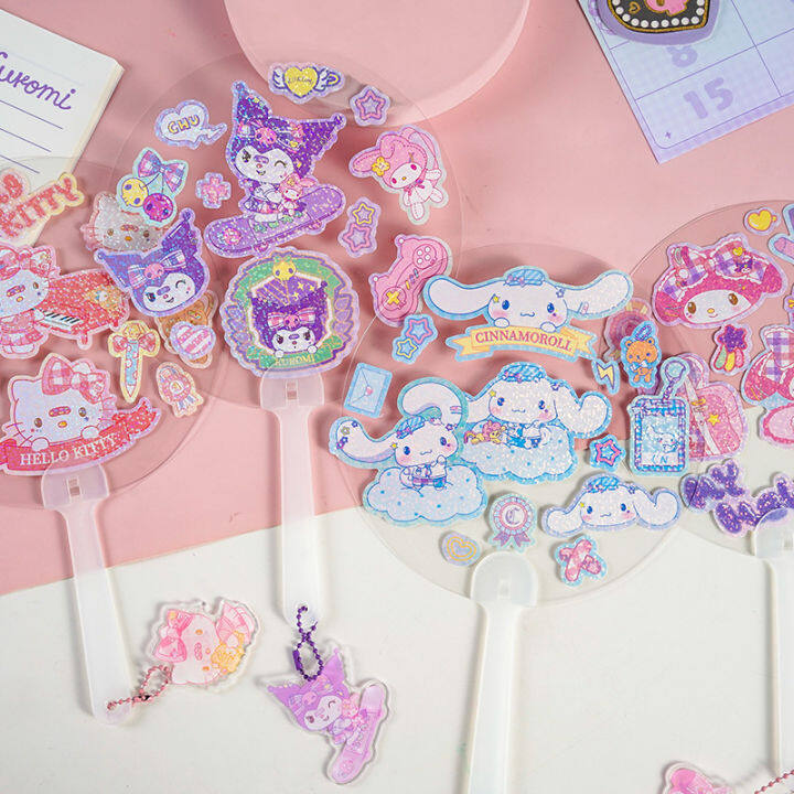 Kawaii Sanrio Guka Fan Cartoon Cinnamoroll Kuromi Melody Sticker DIY ...