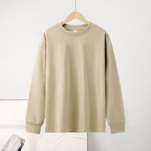 2025 New Pure Cotton Long Sleeve Womens T-shirt Combed Cotton Crew Neck Basic Shirt Couple Style Autumn Winter Inner Wear