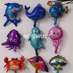 (1 Piece) Small 18Inch Mini 16Inch Mermaid Ocean Animal Lobster Fish Dolphin Under The Sea Boys Girls Theme Foil Balloon
