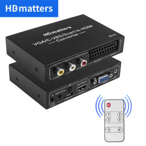AV Scart to HDMI Converter Composite Scart+VGA+AV to HDMI Converter Scaler with Remote VGA AV Scart in to HDMI out for Wii PS2