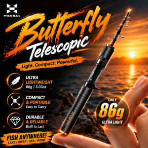 HASIDA Butterfly 1.5m-1.85m Telescopic Fuji High Carbon Titanium Alloy Tip 8 section Portable Lure Rod