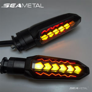 SEAMETAL Motorcycle Universal High Light Running Water Turn Signals Lamp Amber LED Flowing Water Blinker Flashing Light