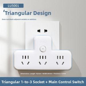 deli | Multi-hole Multi-function Plug Extension Cord 1 to 3 Socket