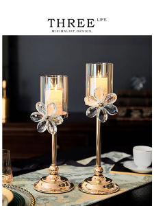 THREE LIFE | Elegant Crystal Petal Glass Candleholder
