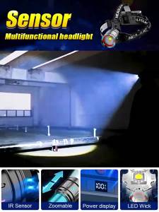 Upgrade 800W IR Sensor Headlamp Rechargeable Powerful LED Headlight 3000M High Power Head Flashlight Fishing Head Lamps Lantern