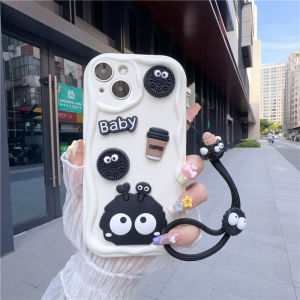 Cute Coal Ball Silicone Phone Case for Vivox100spro X90s/X80/X70/X60 Cartoon New Model Iqooneo9/12pro Protective Strap Y200 Y100 Female Hand Cord Y78 Anti-fall