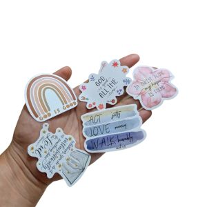 5 PCS STIKER DEKORASI ROHANI ANTI AIR RANDOM / STICKER GRAFITI YESUS DAN AYAT ALKITAB WATERPROOF