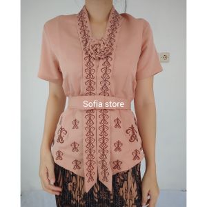 Atasan Kebaya Kutubaru Bordir Rihanna Lengan Pendek Kebaya Wisuda Modern Mewah Elegan