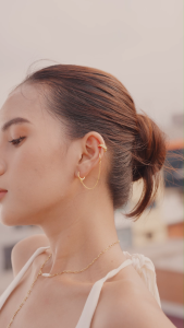 DAVINA Ladies Hobbs Earrings Sterling Silver 925 - Anting Wanita Perak S925 Bulat Rantai Kecil