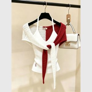 Elegant White Knitted Camisole Shrug Chic 2026 New Design