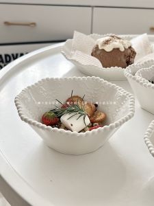 Bát Sứ Tròn Trắng Kiểu Pháp Nổi Họa Tiết Sugar Miss Bát Đựng Súp Bát Đựng Cơm Bát Đựng Sữa Chua Bát Ăn Trưa Bát Ăn Tối