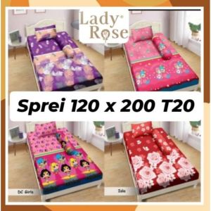 Sprei Lady Rose 120x200 Single Bed Tinggi 20cm Sprei Minimalis Adem Lembut Nyaman