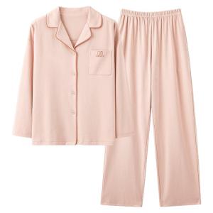 MiiOW | Cotton Simple Large Size Sleepwear Set Long Sleeve For Spring Autumn