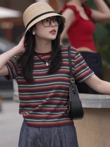HUOLISI | Youthful Striped Color Blocking Slimming T-Shirt